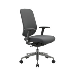 Realistic 3D Illustration of Office Chair in Gray Color with Transparent Background