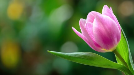 Fototapeta premium Single pink tulip closeup