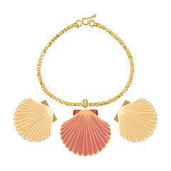 Gold Chain with Scallop Shell Pendant