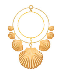 Gold Necklace with Seashell Charms