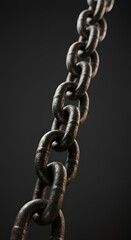 Obraz premium Realistic Photo of a Close-Up Dark Rusty Metal Chain against a Dark Background