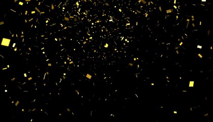 Gold confetti bursts against a black background