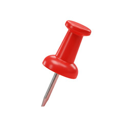 Red 3D Pushpin Isolated on Transparent Background Illustration