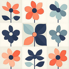 Seamless tile patterns combining cultural, modern, and botanical inspirations for commercial vector.