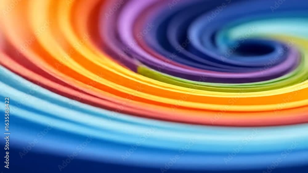 Poster vibrant rainbow colored paper strips in a swirl abstract design artistic paper texture background wi