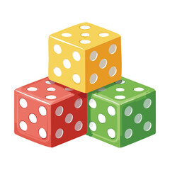 Three Stacks Of Colorful Dice Cubes Piled In Pyramid