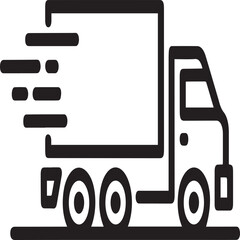 Dynamic delivery truck icon symbolizing speed and efficient logistics with motion blur effect for fast shipping and transport services