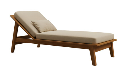 Realistic Illustration Of A Wooden Lounge Chair On Transparent Background
