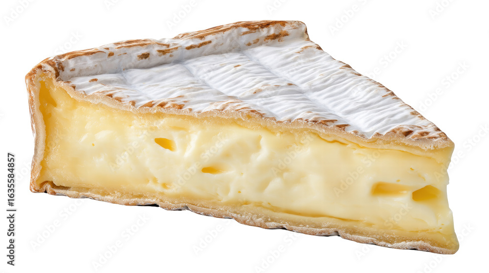 Aufkleber soft creamy cheese slice isolated on transparent background with smooth texture and rind