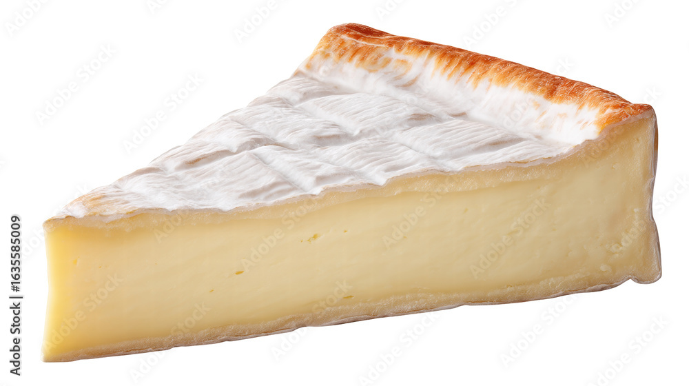 Aufkleber soft cheese slice isolated on transparent background with creamy texture and rind