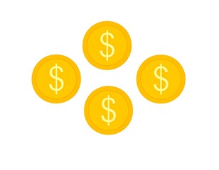 Obraz premium Four gold coins arranged