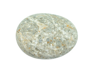 Fototapeta premium A smooth, gray river stone with a soft, rounded shape and a subtle sheen, isolated on a white background.