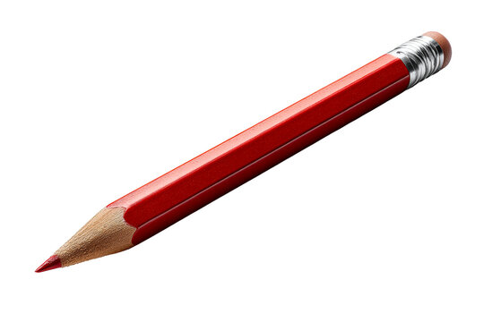 Red colored pencil on a transparent background