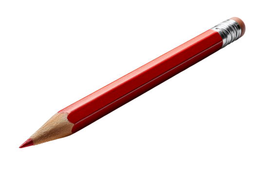 Red colored pencil on a transparent background