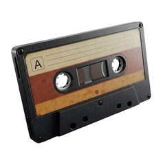 Obraz premium Realistic Illustration of a Vintage Cassette Tape Isolated on Transparent Background