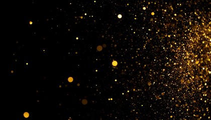 Gold glitter on black background; varying sizes and density
