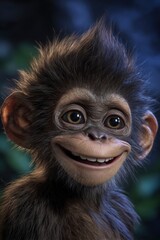 Joyful Close Up of a Monkey with a Bright Smile Capturing the Playful Spirit of Wildlife in a Natural Habitat Surrounded by Lush Greenery