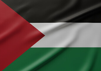 Obraz premium Realistic Image Of Palestine Flag With Wavy Black Red White And Green Colors