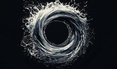 water in dynamic motion, isolated on black background for commercial use.