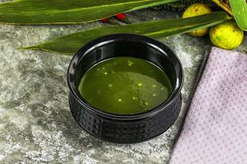 Green spinach cream vegan soup