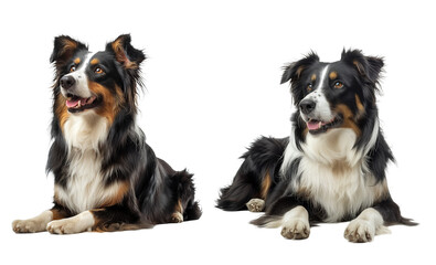 Australian Shepherd Set Isolated on Transparent Background. PNG.