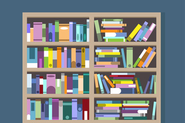 Illustration of 2 bookshelves, one messy and the other neatly arranged © Kiky Alya