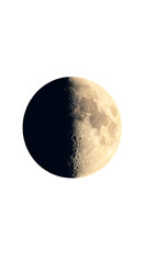 Realistic Illustration of the Half Moon in Black Background with Yellow Light