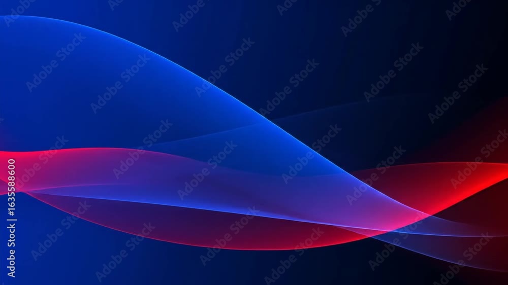 Poster abstract wavy background with intersecting blue and red glowing lines on dark gradient perfect for m