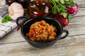 Grilled vegetables salad - Eggplant, tomato and pepper