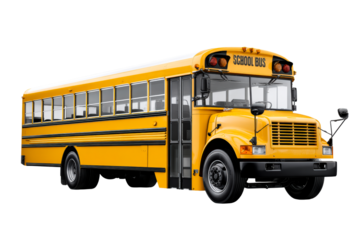 Bright yellow school bus ready for load