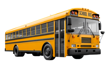 Yellow school bus parked on a city street