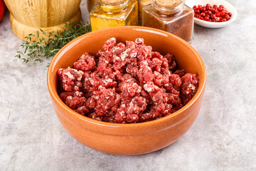Raw beef minced meat for cooking