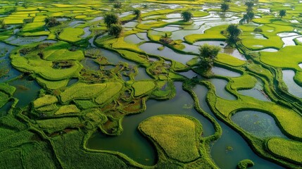 Intricate paddy field patterns