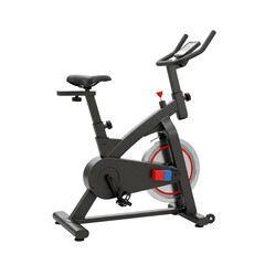 Realistic 3D Illustration of a Black Exercise Bike Isolated on Transparent Background