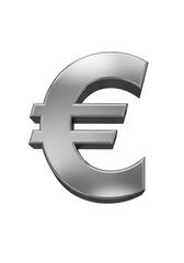 Obraz premium Silver Euro Symbol Isolated On Transparent Background Illustration