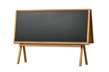 Wooden chalkboard on stand, transparent bg