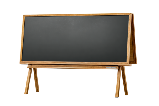Wooden chalkboard on stand, transparent bg