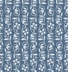 Japanese Flower Vine Stripe Vector Seamless Pattern