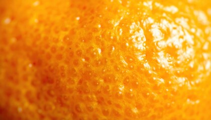 Close-Up View of Bright Orange Citrus Fruit Skin Showing Texture and Natural Detail