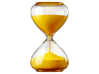 Golden hourglass time running out sandglass deadline, Isolated On White Background, Png Transparent