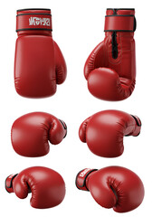 Red Boxing Gloves Rendered Isolated on Transparent Background Photo