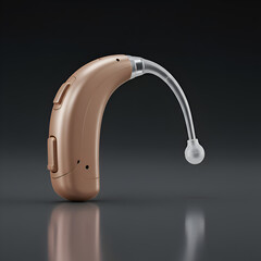 Realistic Photo Of Modern Hearing Aid Device On Dark Background
