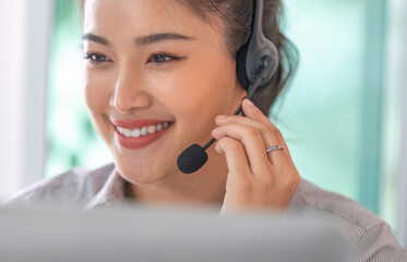 Customer Service Representative Engaging with Clients via Headset