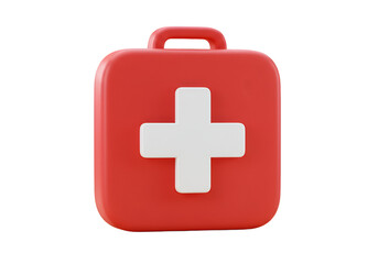 Obraz premium Red First Aid Kit With White Cross Symbol Digital Illustration Isolated Background