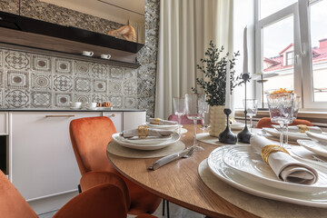 Elegant Kitchen Table Setting with Natural Light