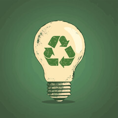 Light bulb with recycle symbol. Green ecology and environment concept. Vector illustration