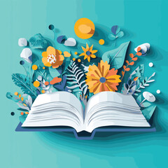 Open book With learning,education and explore concept paper art style landing page website template.Business concept vector illustration