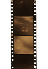 Vintage Film Strip With Cloudy Skies and Brown Tones on Black Background
