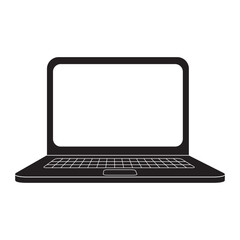 Laptop silhouette icon vector illustration isolated element. flat black and white for technology, education, business and other theme.
