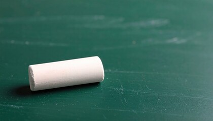 Fototapeta premium Single White Chalk Piece on Green Chalkboard Surface Ready for Teaching or Artwork